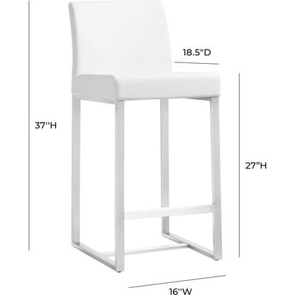 Denmark Steel Counter Stool (Set of 2) by TOV Furniture. Made from stainless steel, eco leather in a modern style.