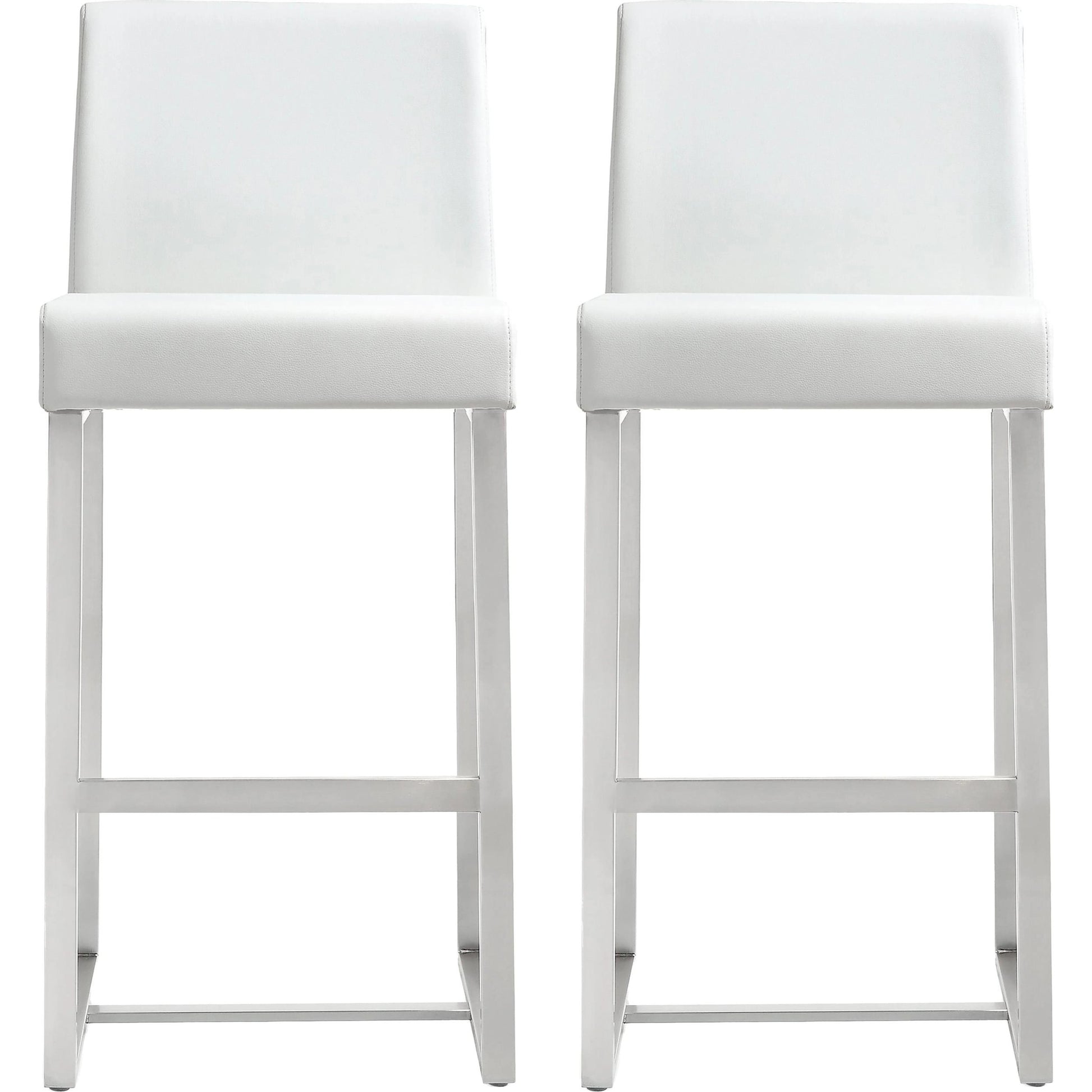 Denmark Steel Counter Stool (Set of 2) by TOV Furniture. Made from stainless steel, eco leather in a modern style.