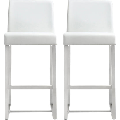 Denmark Steel Counter Stool (Set of 2) by TOV Furniture. Made from stainless steel, eco leather in a modern style.