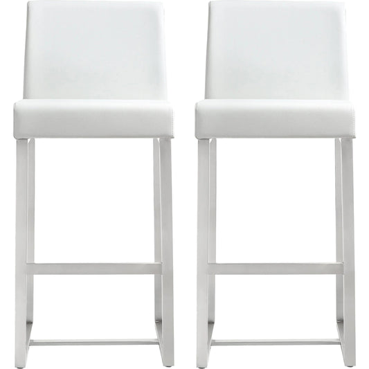 Denmark Steel Counter Stool (Set of 2) by TOV Furniture. Made from stainless steel, eco leather in a modern style.