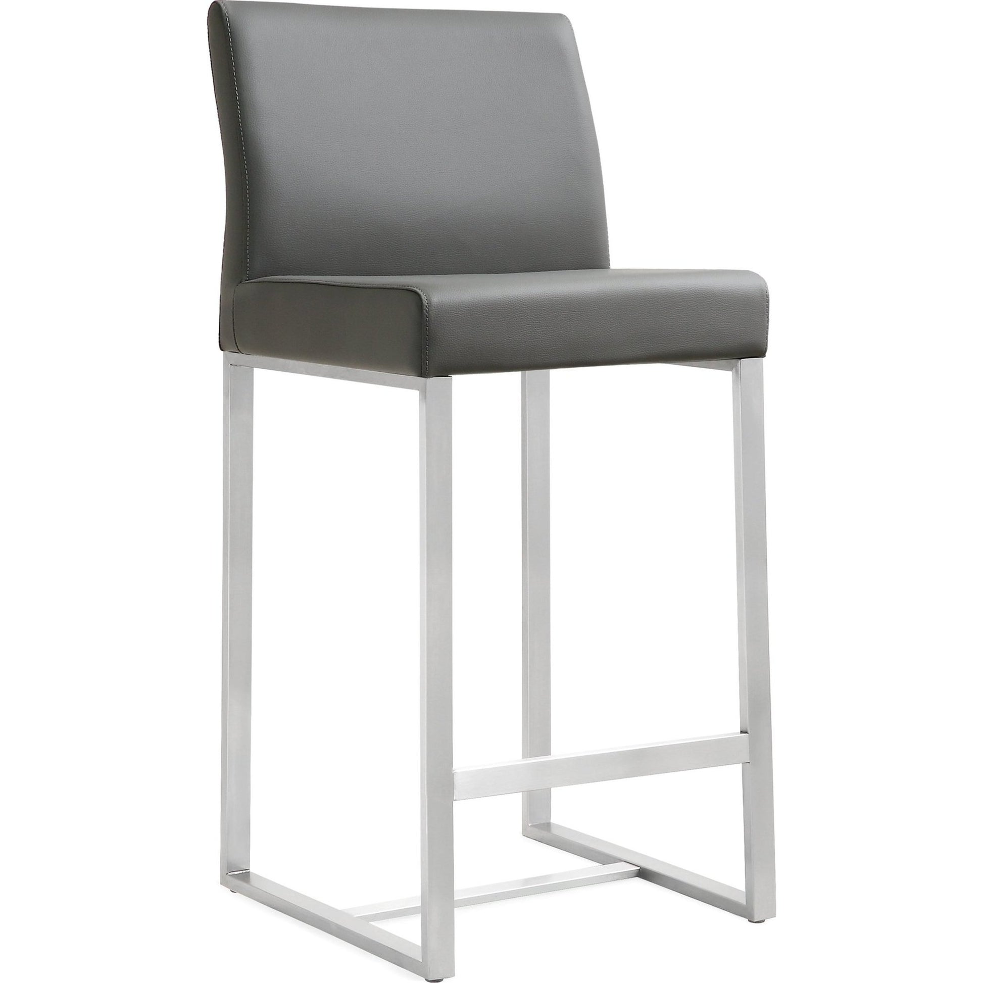 Denmark Steel Counter Stool (Set of 2) by TOV Furniture. Made from stainless steel, eco leather in a modern style.