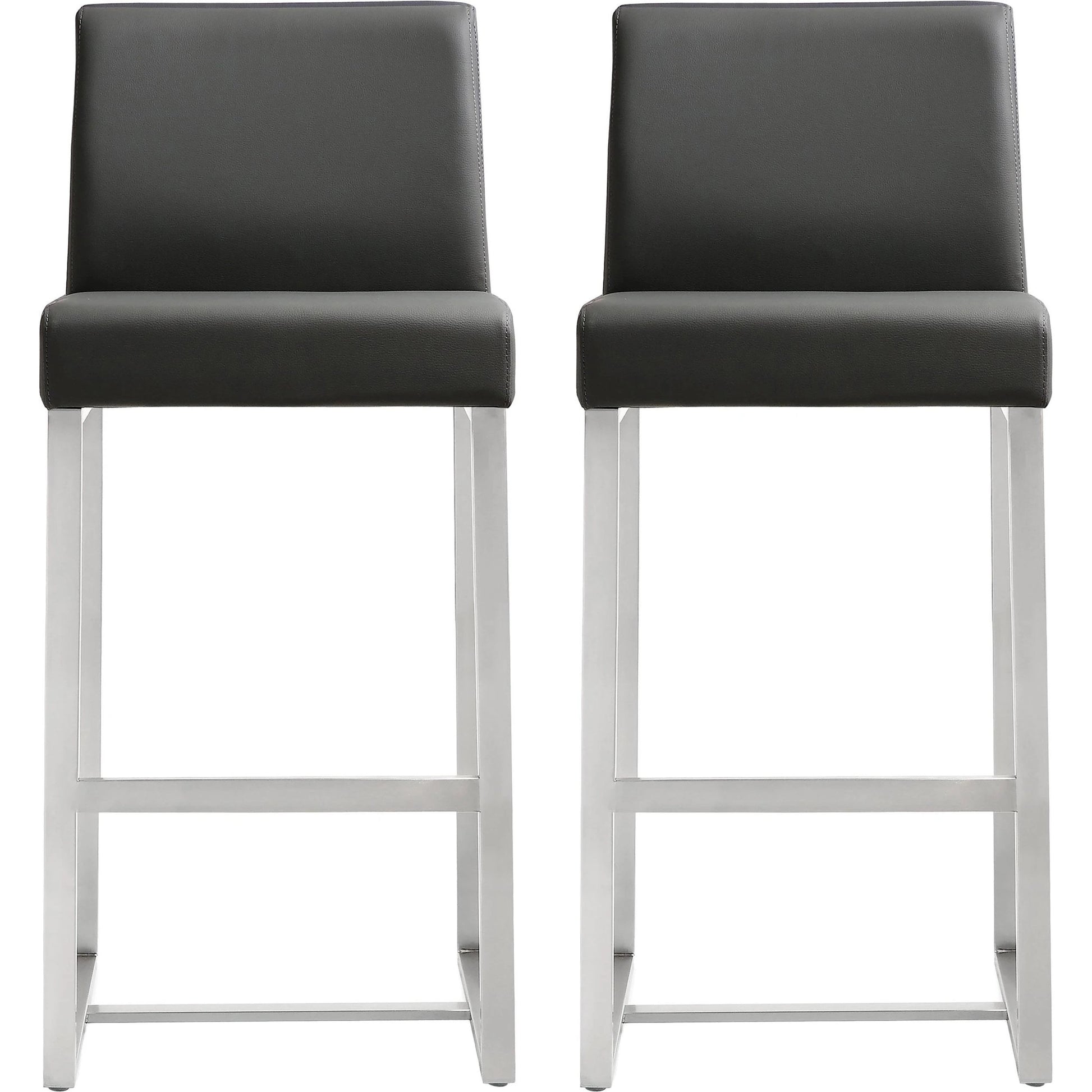 Denmark Steel Counter Stool (Set of 2) by TOV Furniture. Made from stainless steel, eco leather in a modern style.