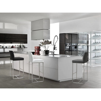 Denmark Steel Counter Stool (Set of 2) by TOV Furniture. Made from stainless steel, eco leather in a modern style.