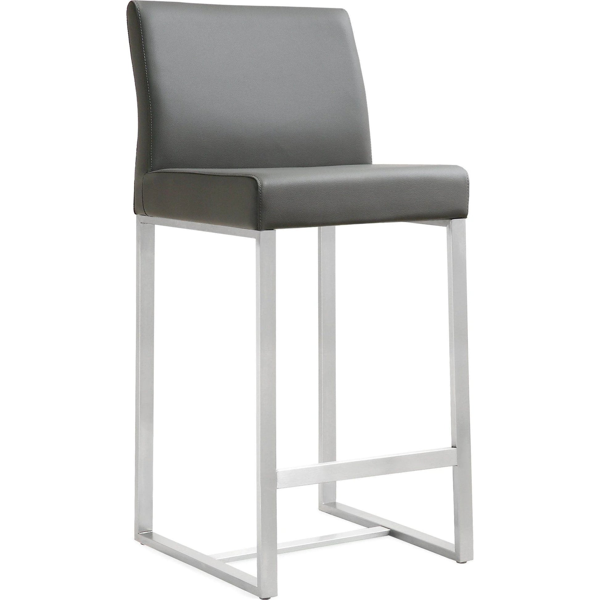 Denmark Steel Counter Stool (Set of 2) by TOV Furniture. Made from stainless steel, eco leather in a modern style.