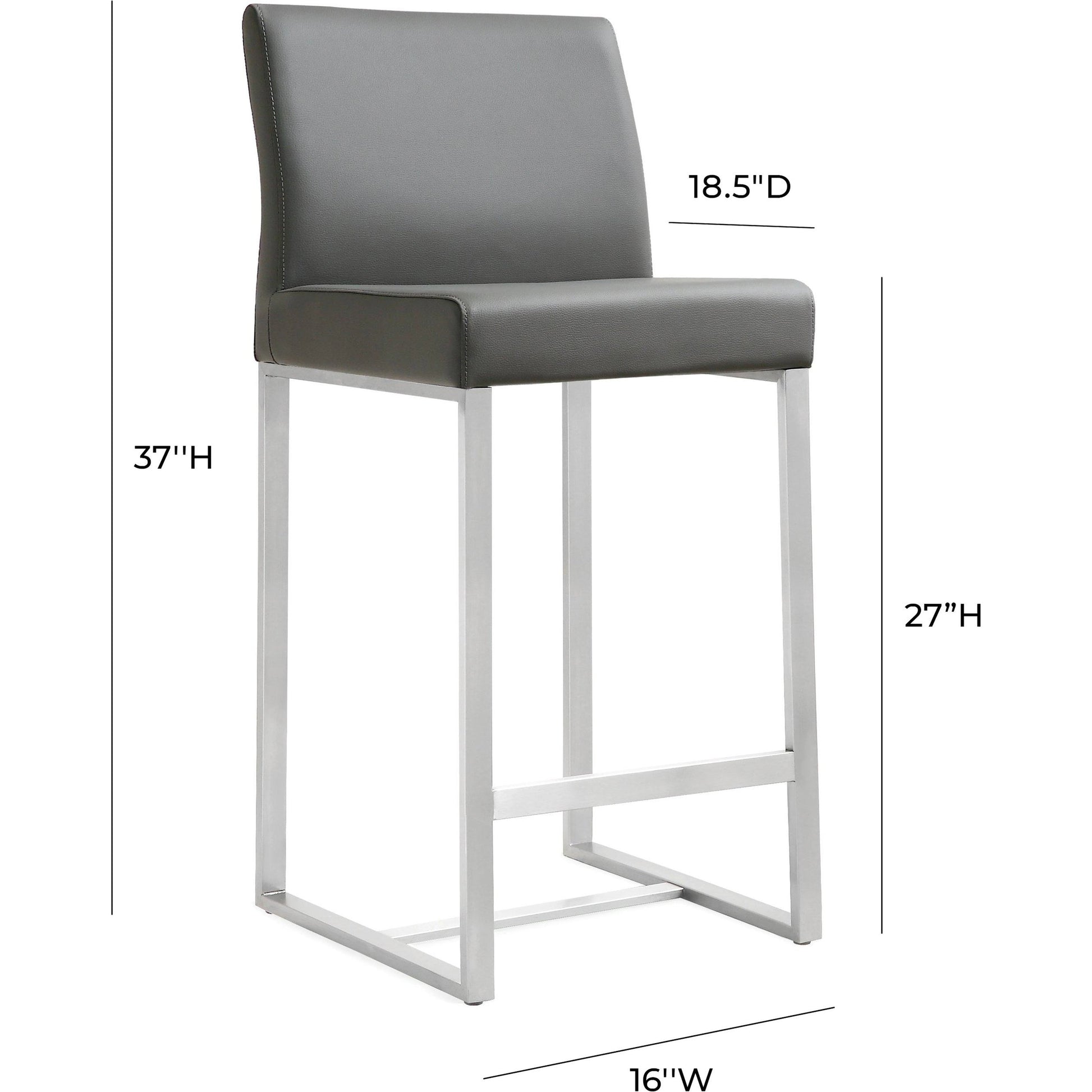 Denmark Steel Counter Stool (Set of 2) by TOV Furniture. Made from stainless steel, eco leather in a modern style.
