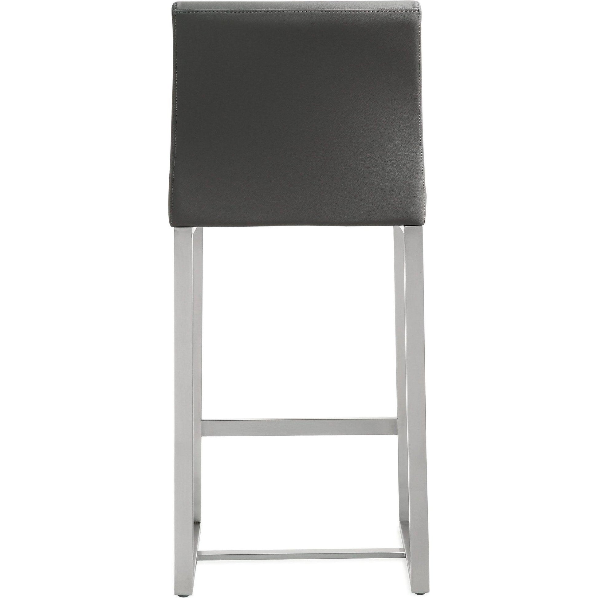 Denmark Steel Counter Stool (Set of 2) by TOV Furniture. Made from stainless steel, eco leather in a modern style.