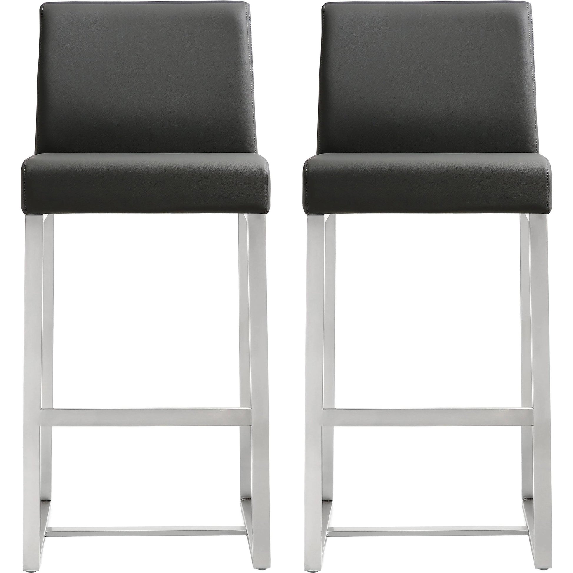 Denmark Steel Counter Stool (Set of 2) by TOV Furniture. Made from stainless steel, eco leather in a modern style.