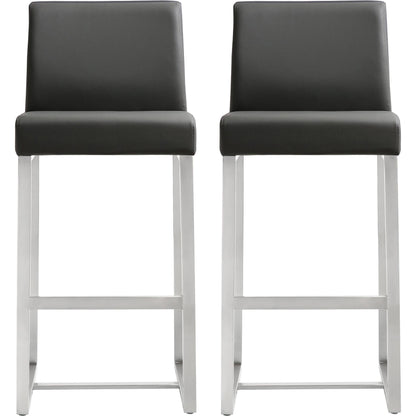 Denmark Steel Counter Stool (Set of 2) by TOV Furniture. Made from stainless steel, eco leather in a modern style.