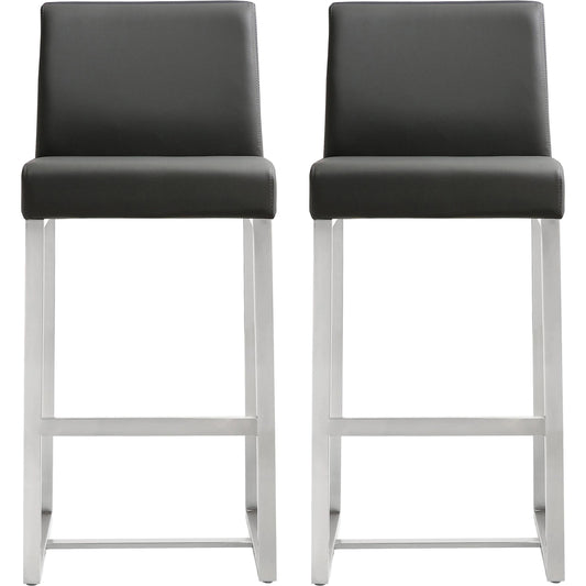 Denmark Steel Counter Stool (Set of 2) by TOV Furniture. Made from stainless steel, eco leather in a modern style.