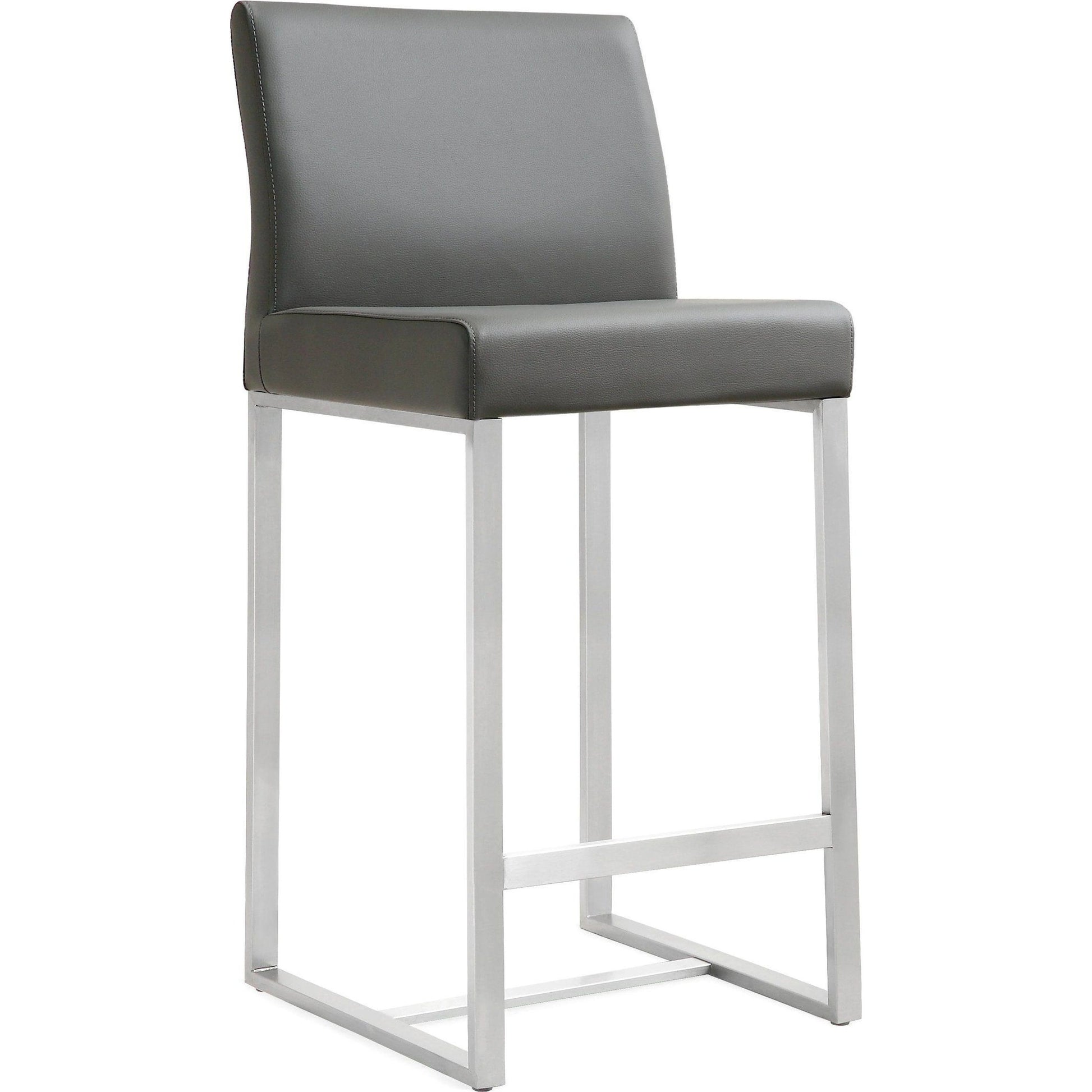 Denmark Steel Counter Stool (Set of 2) by TOV Furniture. Made from stainless steel, eco leather in a modern style.
