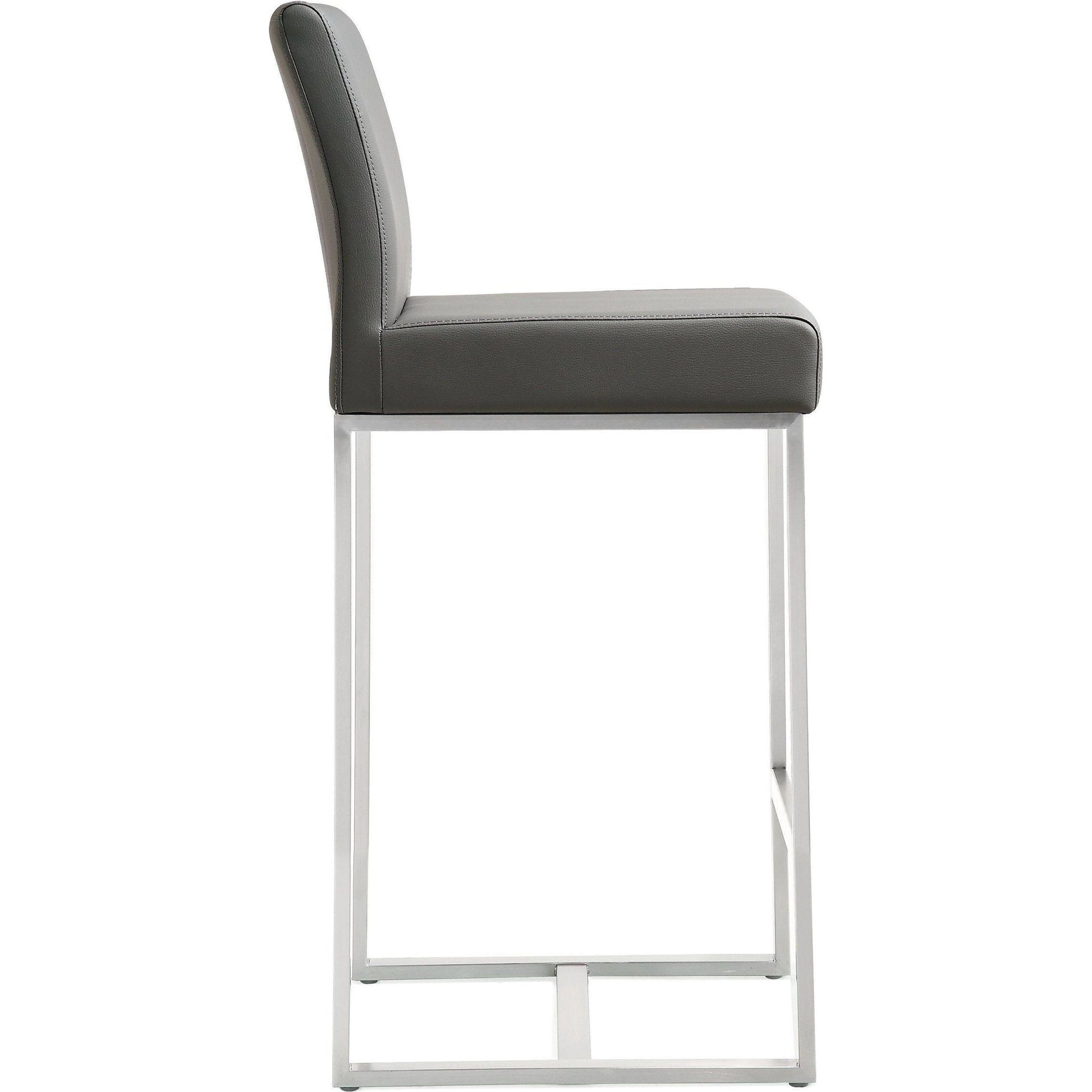 Denmark Steel Counter Stool (Set of 2) by TOV Furniture. Made from stainless steel, eco leather in a modern style.