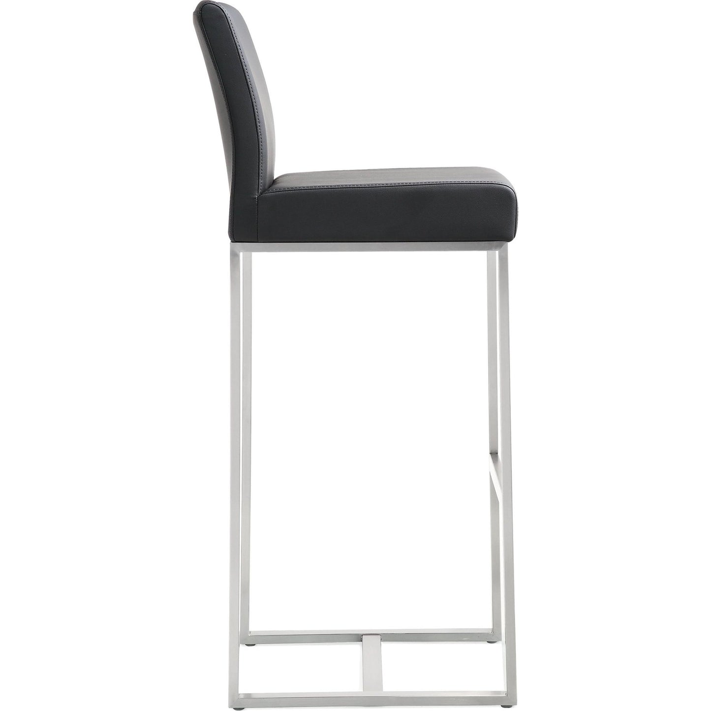 005 S-245376 | Additional Silo | Denmark Steel Barstool (Set of 2) by TOV Furniture. Made from stainless steel, eco leather in a modern style.