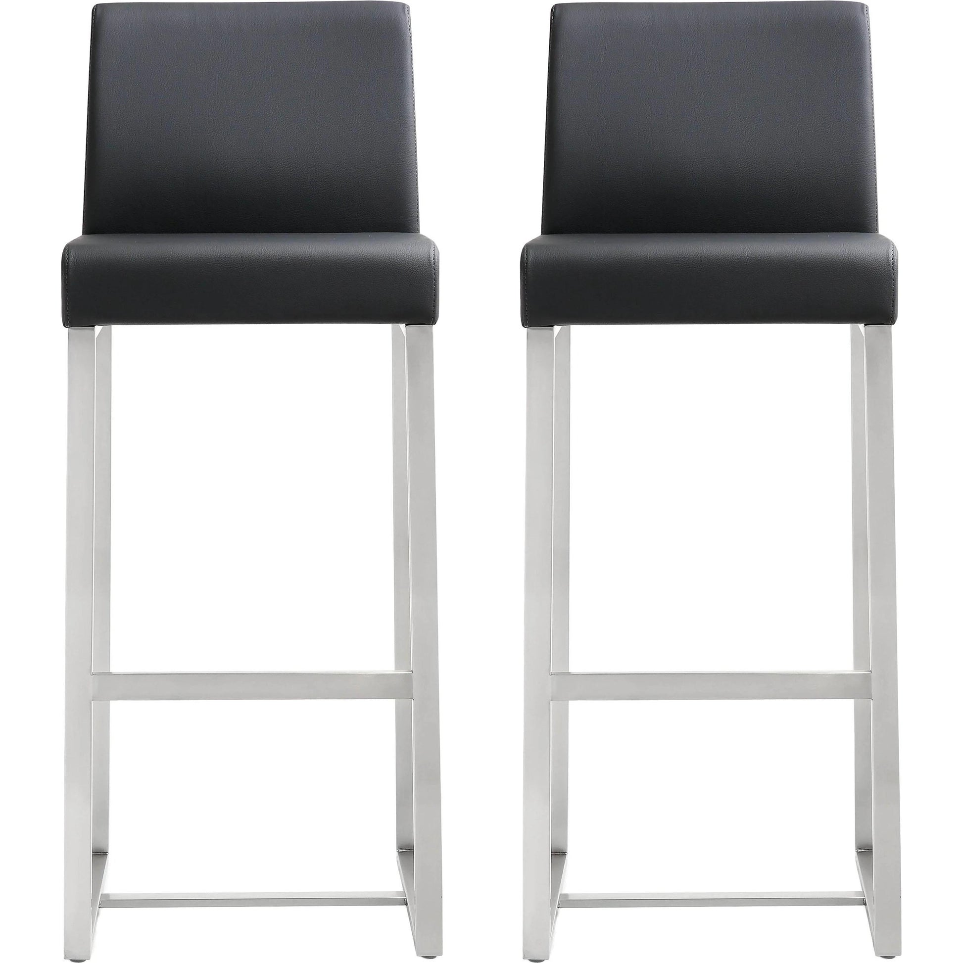 Denmark Steel Barstool (Set of 2) by TOV Furniture. Made from stainless steel, eco leather in a modern style.