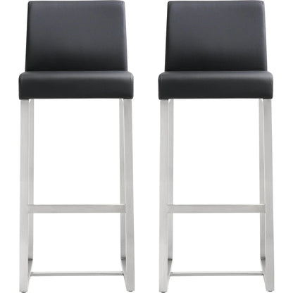 Denmark Steel Barstool (Set of 2) by TOV Furniture. Made from stainless steel, eco leather in a modern style.