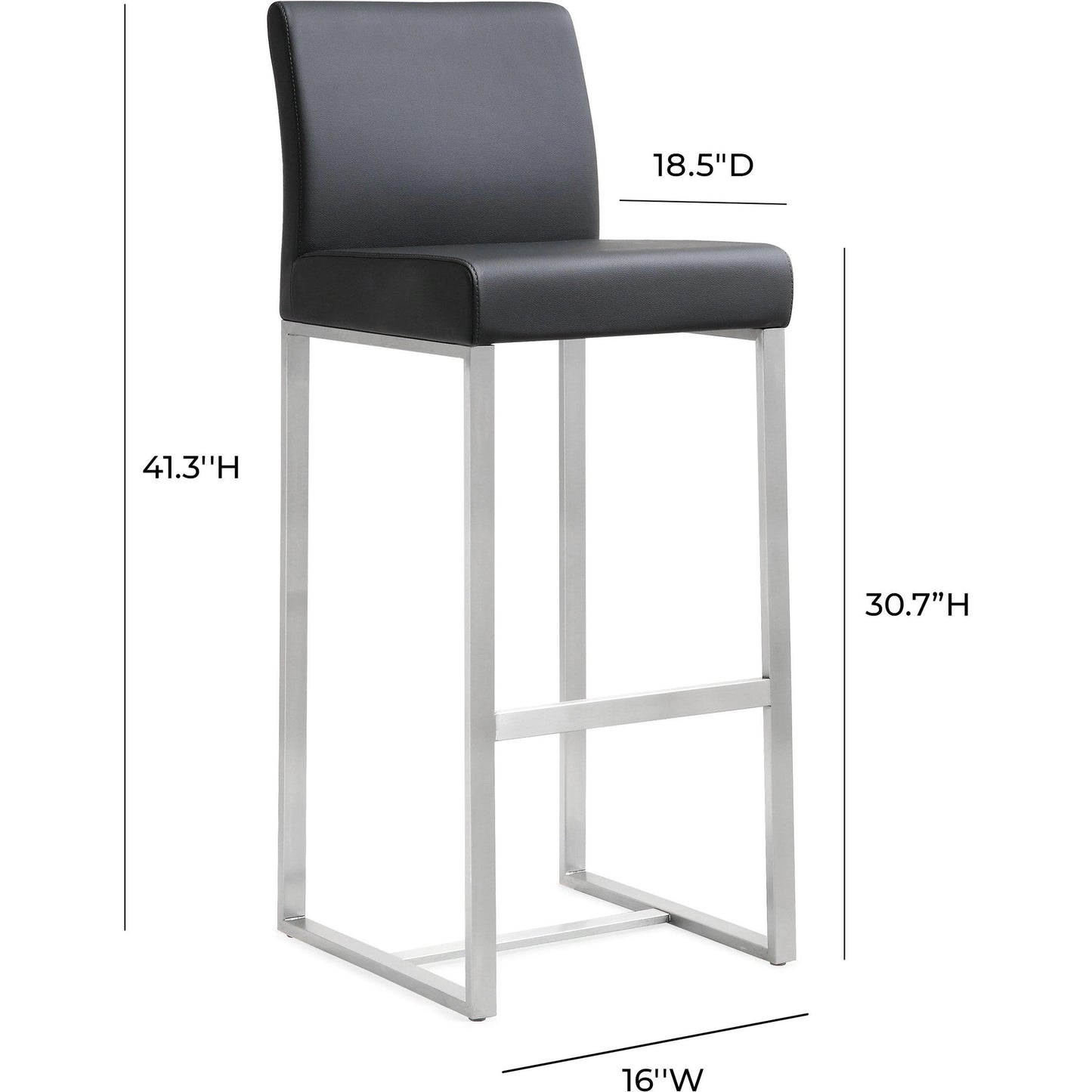 016 S-245376 | Additional Silo | Denmark Steel Barstool (Set of 2) by TOV Furniture. Made from stainless steel, eco leather in a modern style.
