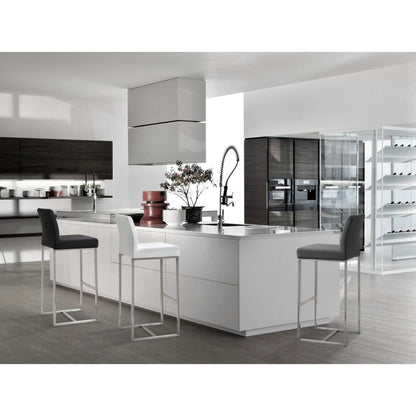 Denmark Steel Barstool (Set of 2) by TOV Furniture. Made from stainless steel, eco leather in a modern style.