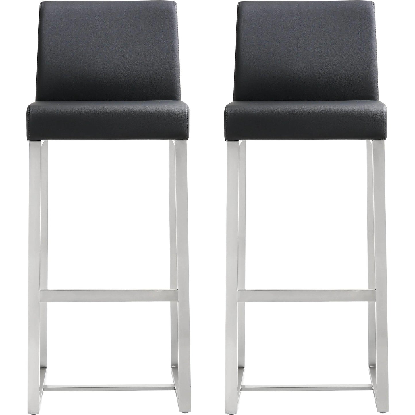 001 S-245376 | Primary Silo | Denmark Steel Barstool (Set of 2) by TOV Furniture. Made from stainless steel, eco leather in a modern style.