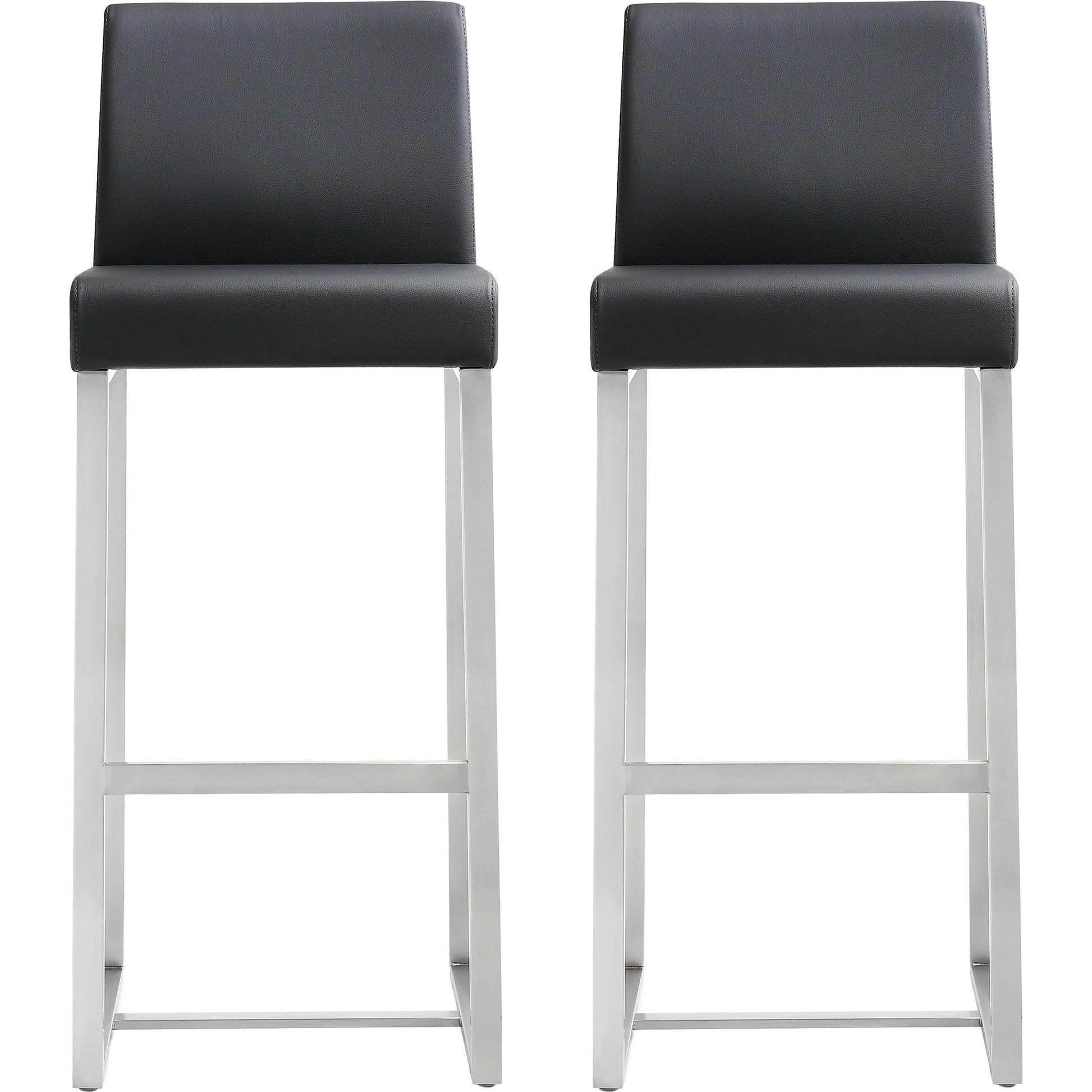 Denmark Steel Barstool (Set of 2) by TOV Furniture. Made from stainless steel, eco leather in a modern style.