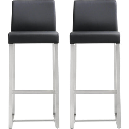 Denmark Steel Barstool (Set of 2) by TOV Furniture. Made from stainless steel, eco leather in a modern style.
