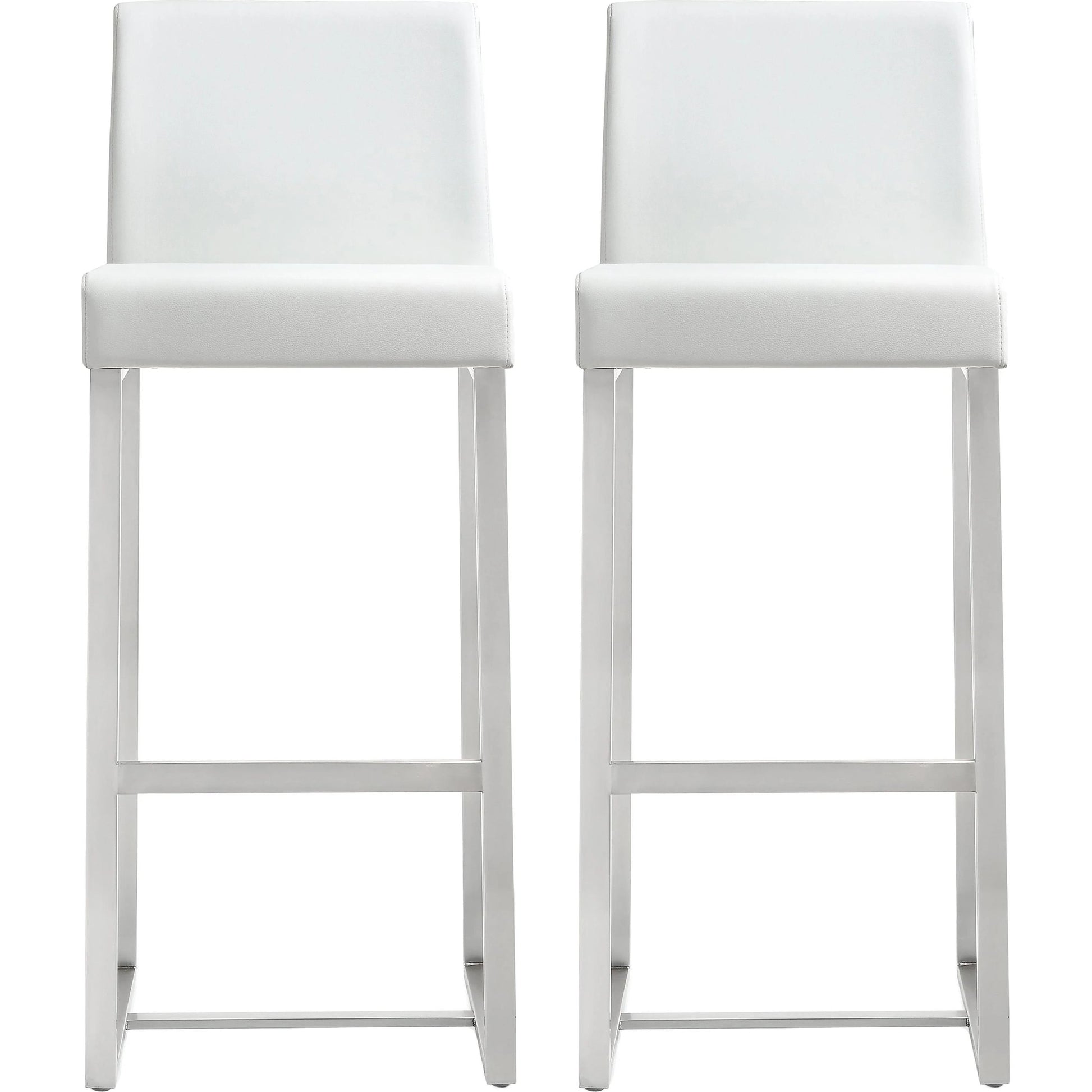 Denmark Steel Barstool (Set of 2) by TOV Furniture. Made from stainless steel, eco leather in a modern style.