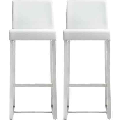 Denmark Steel Barstool (Set of 2) by TOV Furniture. Made from stainless steel, eco leather in a modern style.