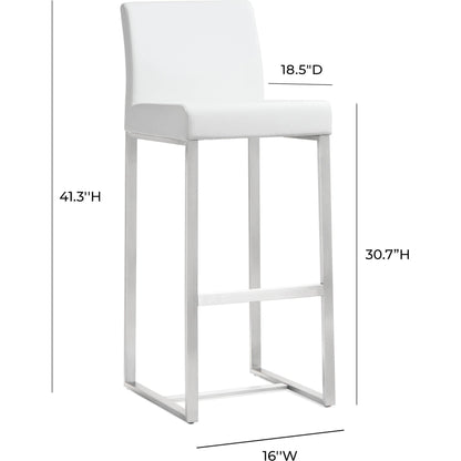 Denmark Steel Barstool (Set of 2) by TOV Furniture. Made from stainless steel, eco leather in a modern style.