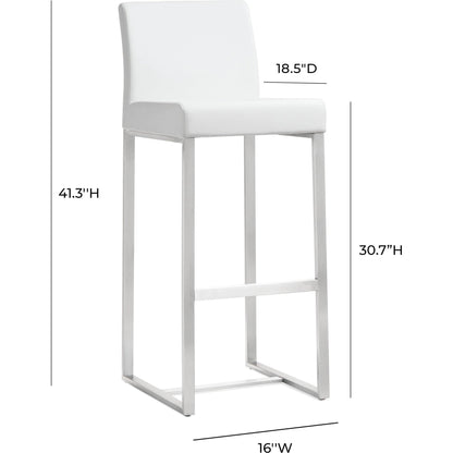 Denmark Steel Barstool (Set of 2) by TOV Furniture. Made from stainless steel, eco leather in a modern style.