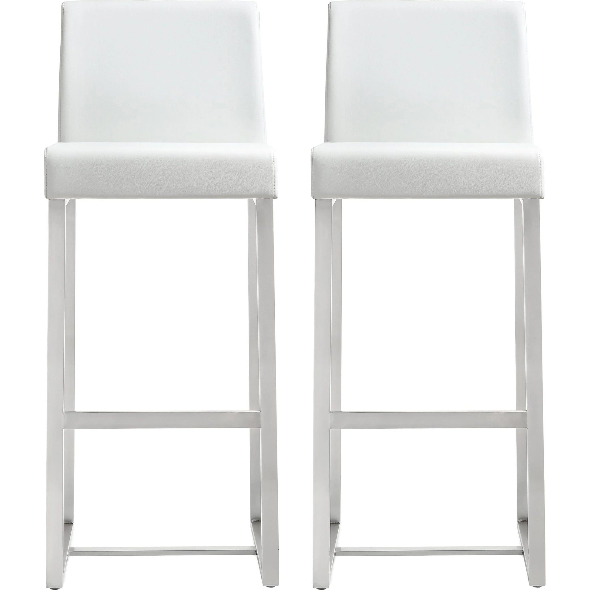 Denmark Steel Barstool (Set of 2) by TOV Furniture. Made from stainless steel, eco leather in a modern style.