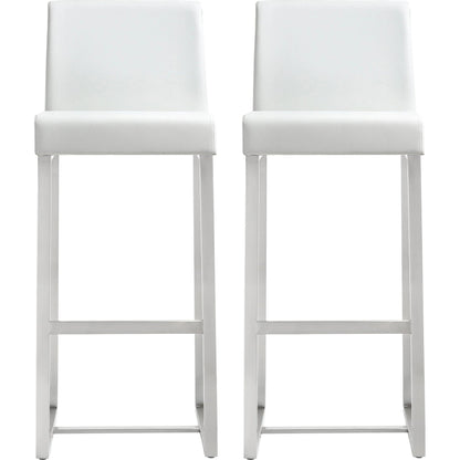 Denmark Steel Barstool (Set of 2) by TOV Furniture. Made from stainless steel, eco leather in a modern style.
