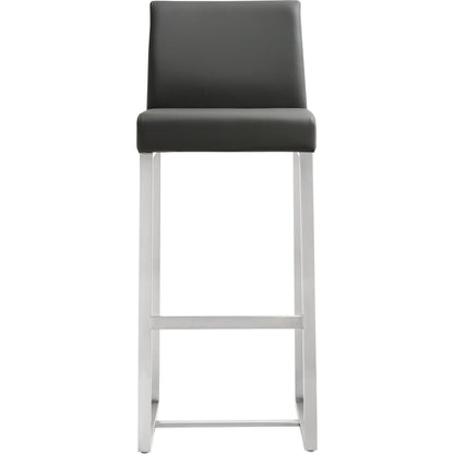 Denmark Steel Barstool (Set of 2) by TOV Furniture. Made from stainless steel, eco leather in a modern style.