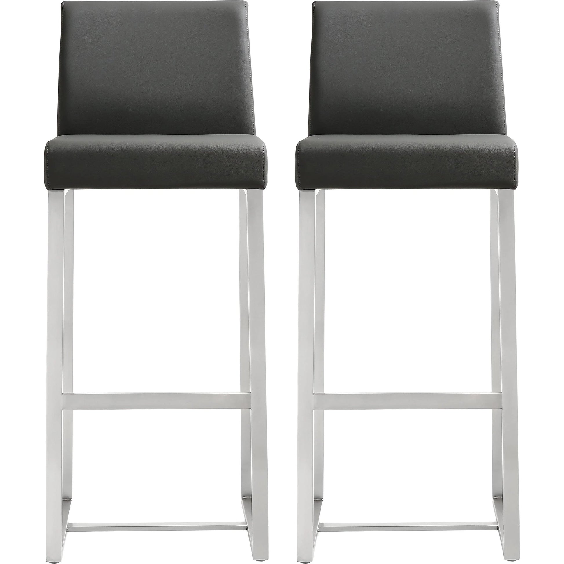 Denmark Steel Barstool (Set of 2) by TOV Furniture. Made from stainless steel, eco leather in a modern style.
