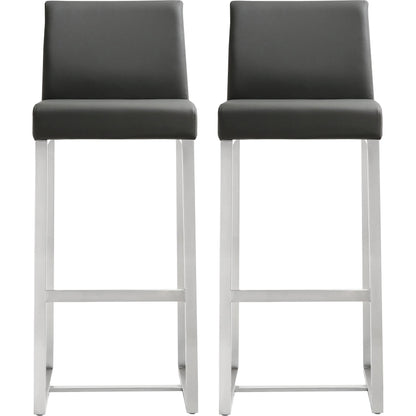 Denmark Steel Barstool (Set of 2) by TOV Furniture. Made from stainless steel, eco leather in a modern style.