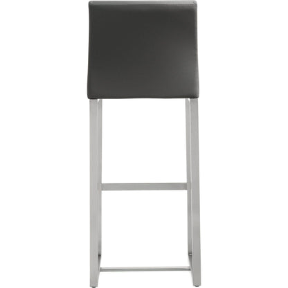 Denmark Steel Barstool (Set of 2) by TOV Furniture. Made from stainless steel, eco leather in a modern style.