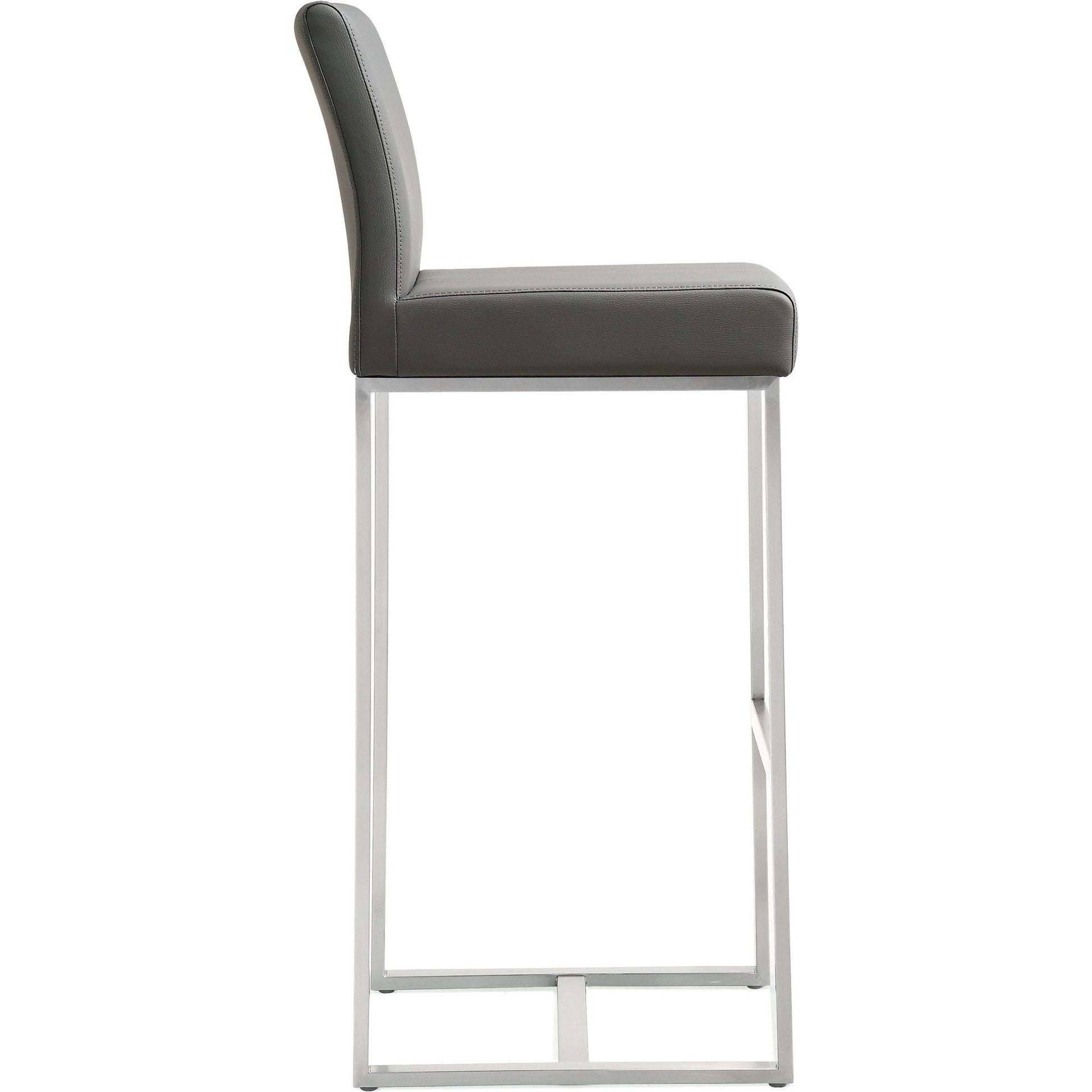 Denmark Steel Barstool (Set of 2) by TOV Furniture. Made from stainless steel, eco leather in a modern style.