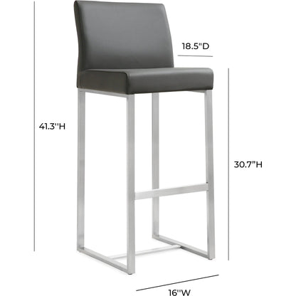 Denmark Steel Barstool (Set of 2) by TOV Furniture. Made from stainless steel, eco leather in a modern style.