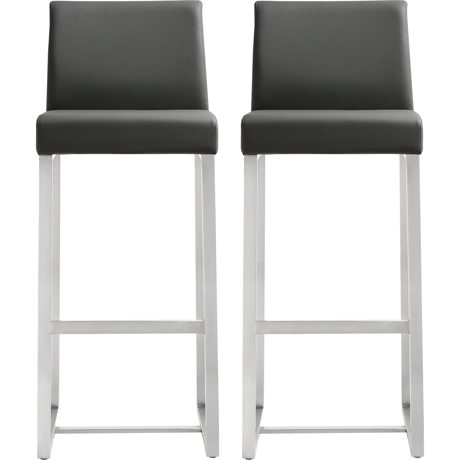 Denmark Steel Barstool (Set of 2) by TOV Furniture. Made from stainless steel, eco leather in a modern style.