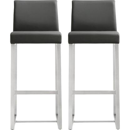 Denmark Steel Barstool (Set of 2) by TOV Furniture. Made from stainless steel, eco leather in a modern style.