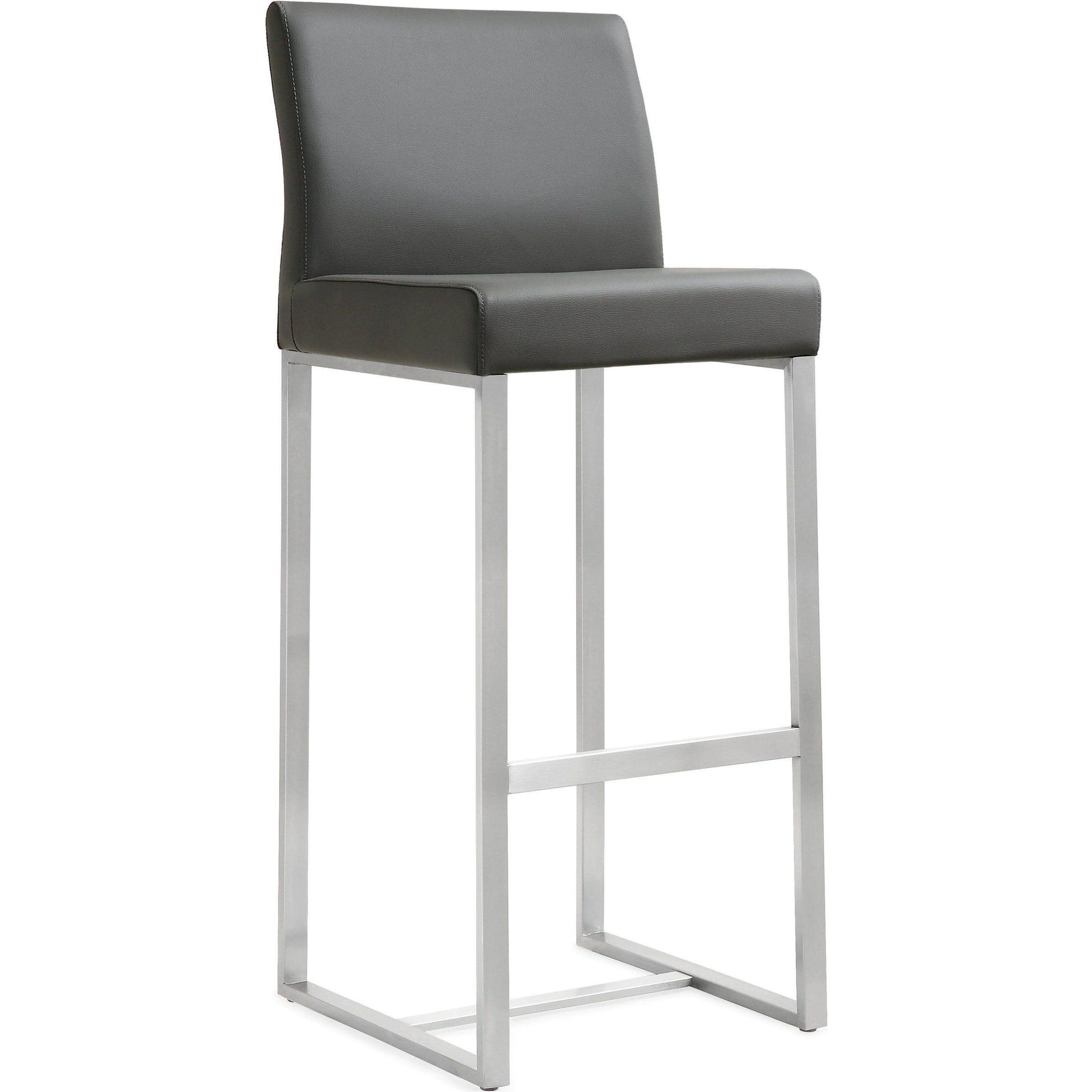 Denmark Steel Barstool (Set of 2) by TOV Furniture. Made from stainless steel, eco leather in a modern style.