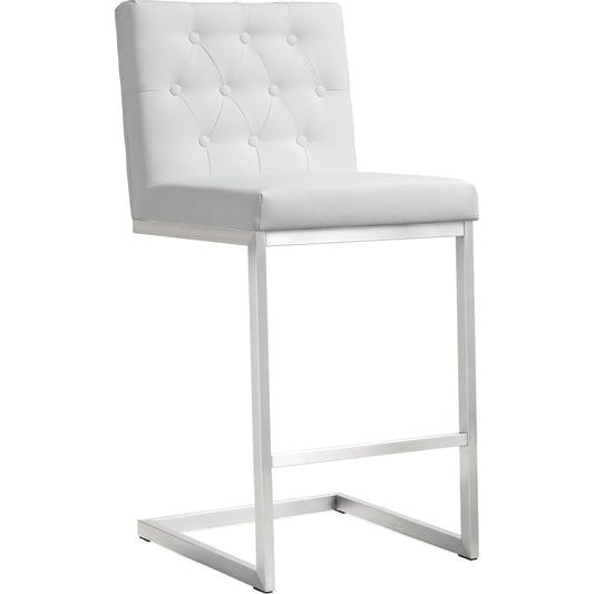 Helsinki Steel Counter Stool (Set of 2) by TOV Furniture in white. Made from stainless steel, eco leather in a modern style.
