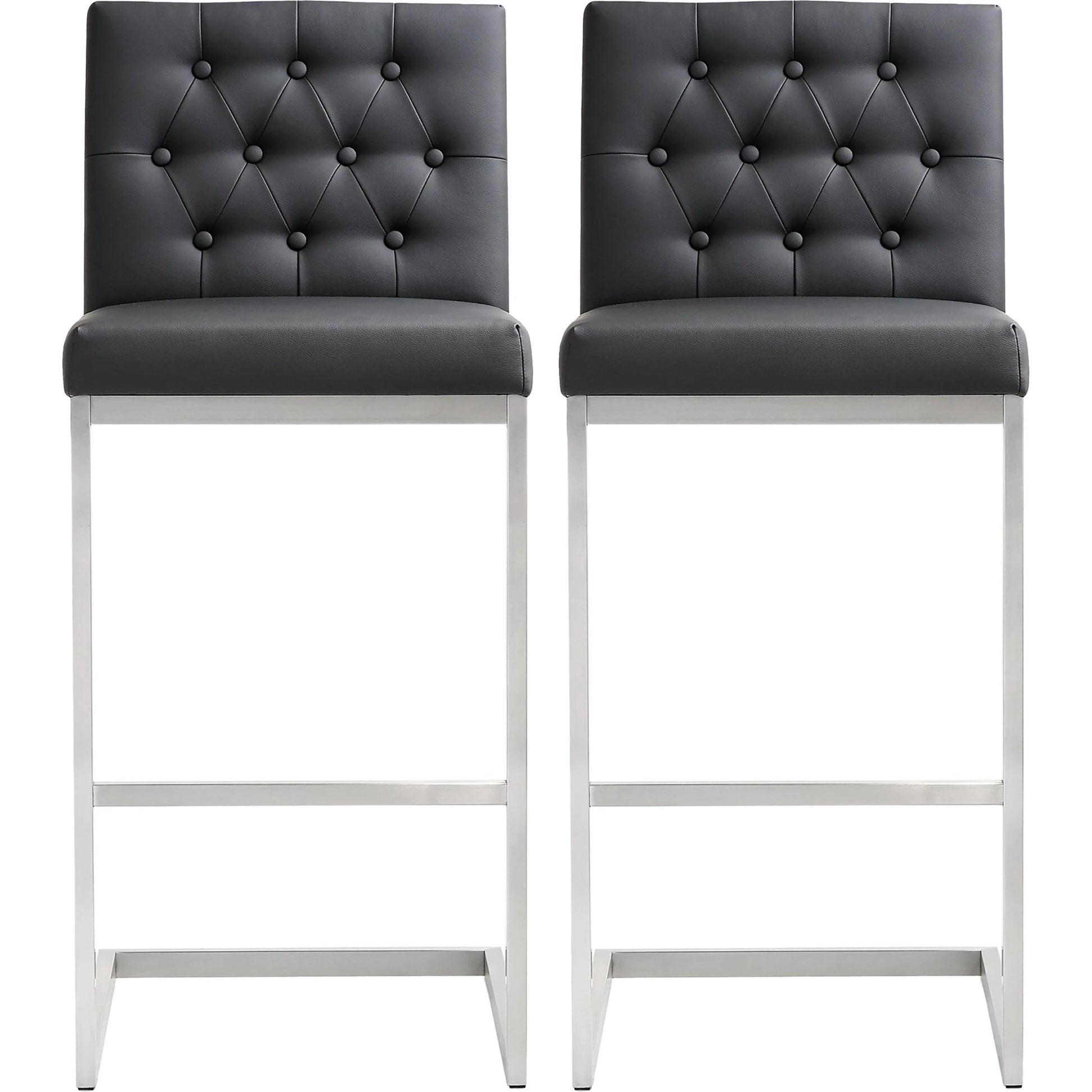 Helsinki Steel Barstool (Set of 2) by TOV Furniture in white. Made from stainless steel, eco leather in a modern style.