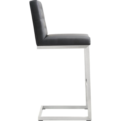 Helsinki Steel Barstool (Set of 2) by TOV Furniture in white. Made from stainless steel, eco leather in a modern style.