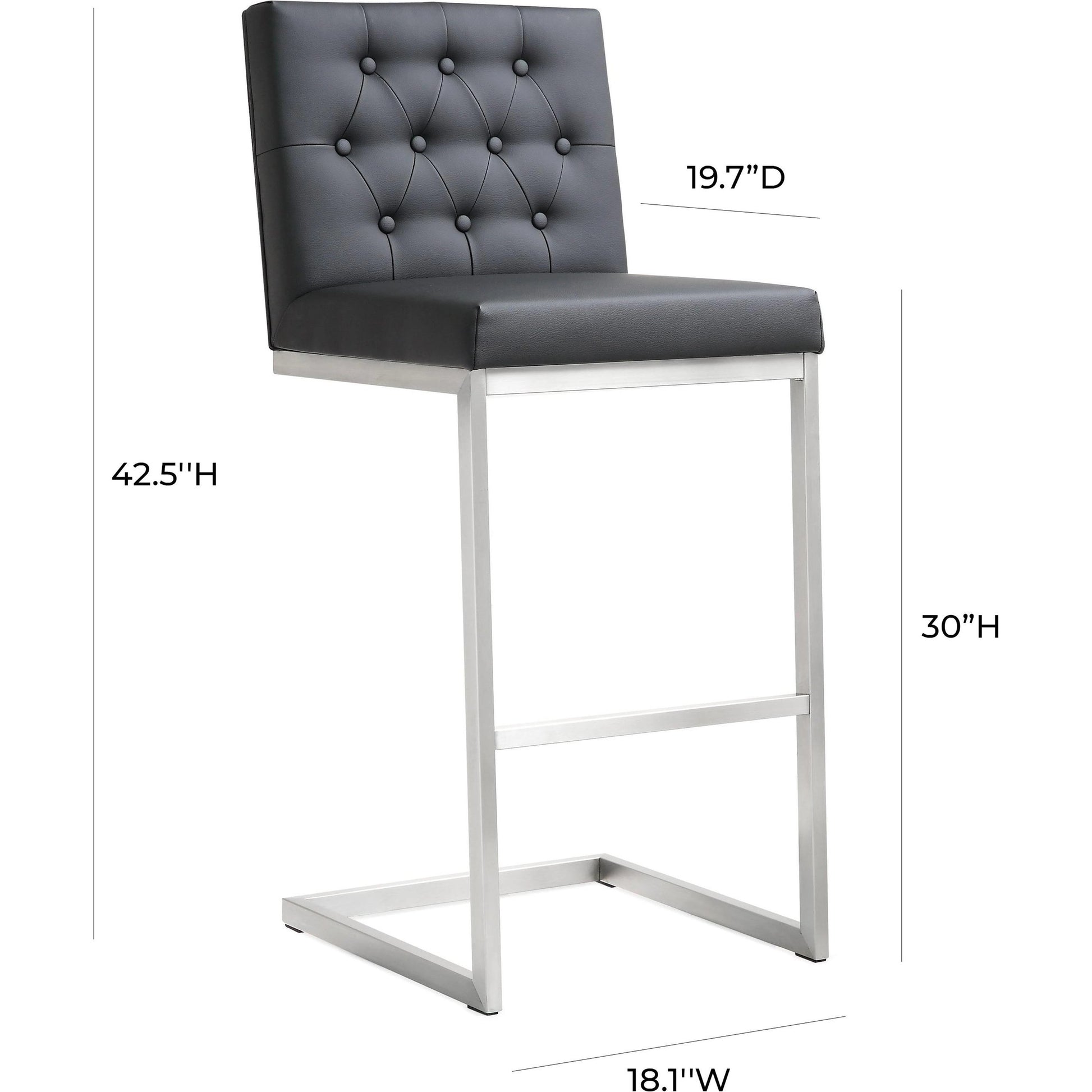 Helsinki Steel Barstool (Set of 2) by TOV Furniture in white. Made from stainless steel, eco leather in a modern style.