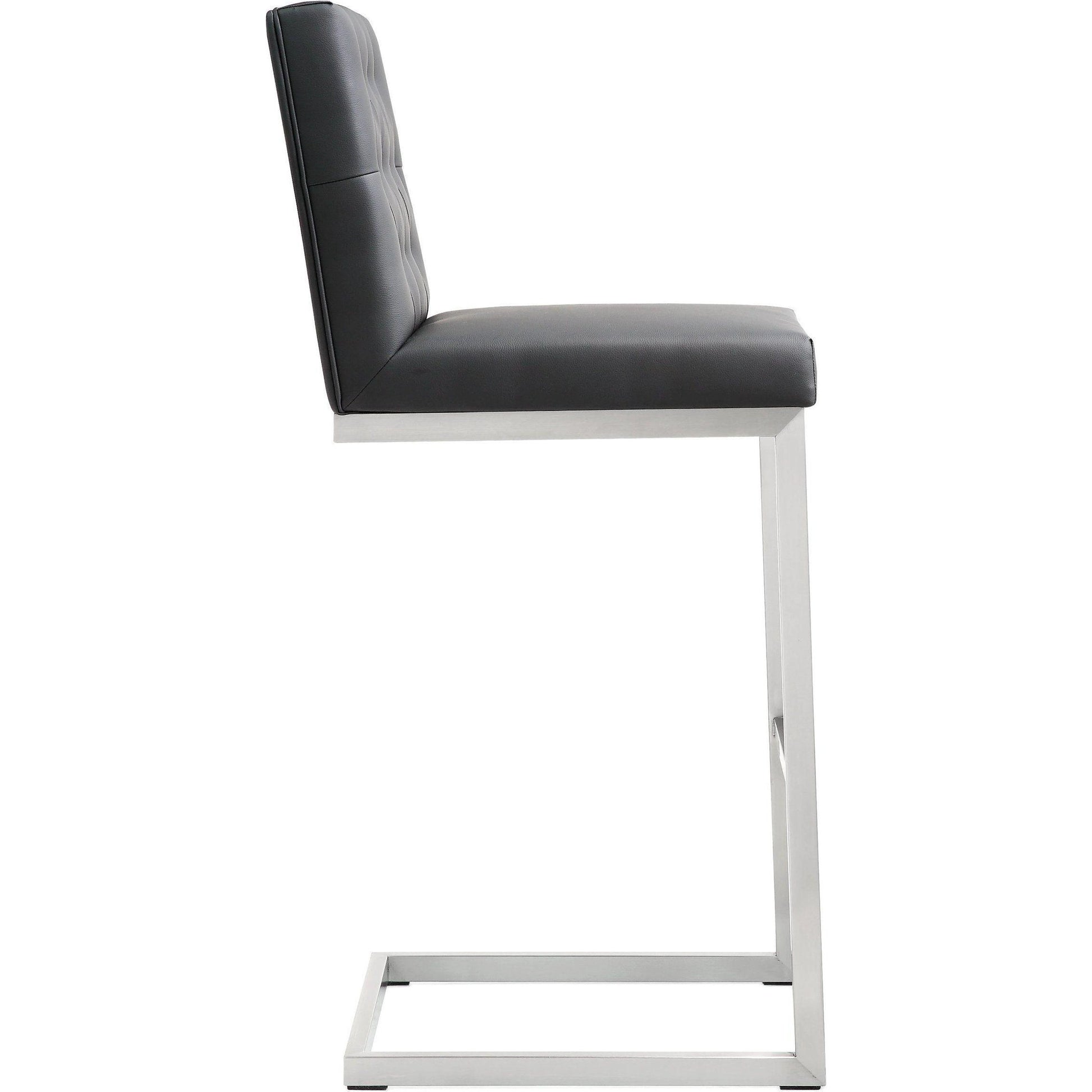 Helsinki Steel Barstool (Set of 2) by TOV Furniture in white. Made from stainless steel, eco leather in a modern style.