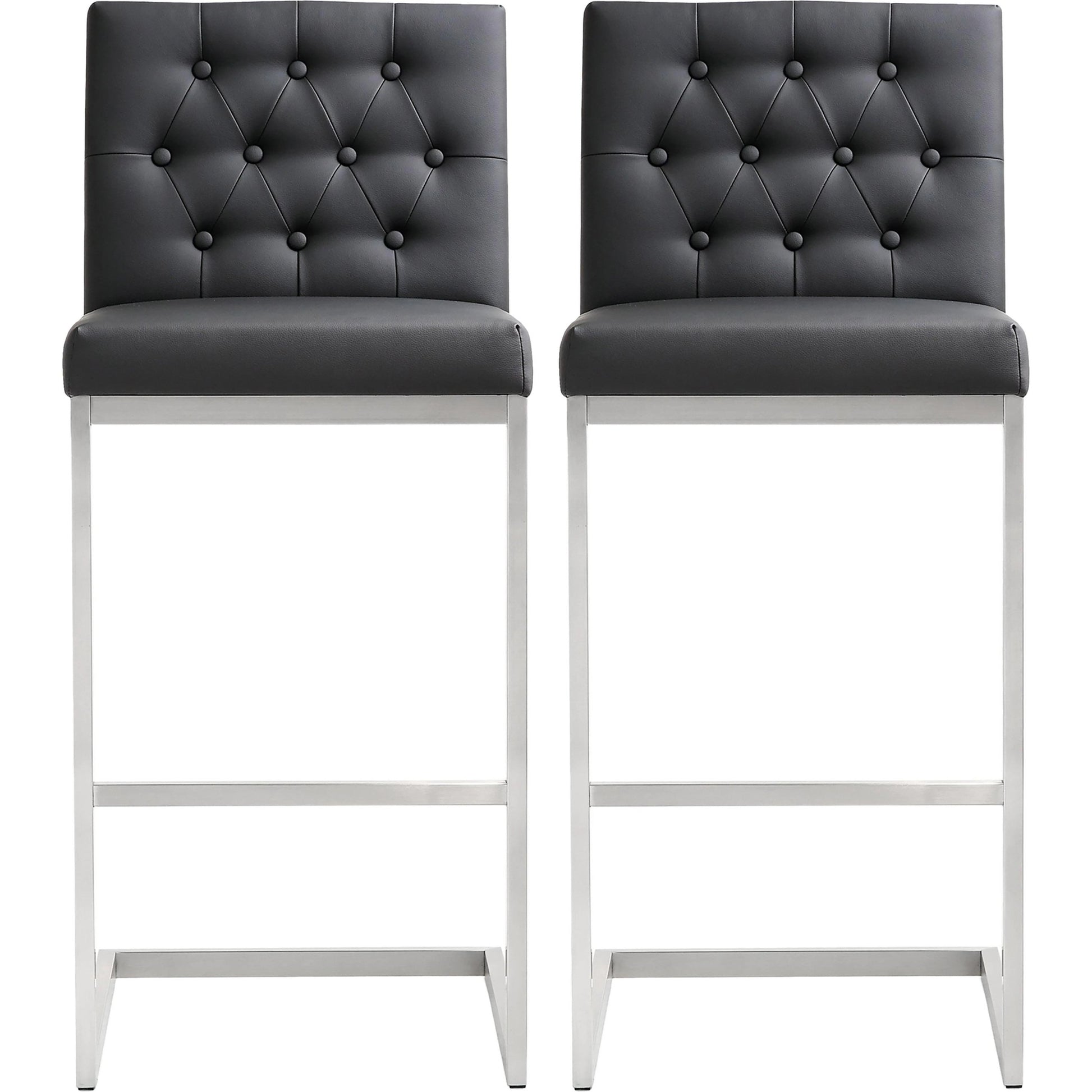 Helsinki Steel Barstool (Set of 2) by TOV Furniture in white. Made from stainless steel, eco leather in a modern style.