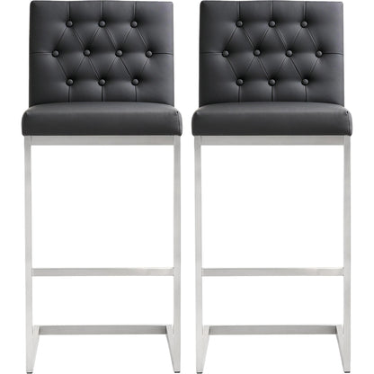 Helsinki Steel Barstool (Set of 2) by TOV Furniture in white. Made from stainless steel, eco leather in a modern style.