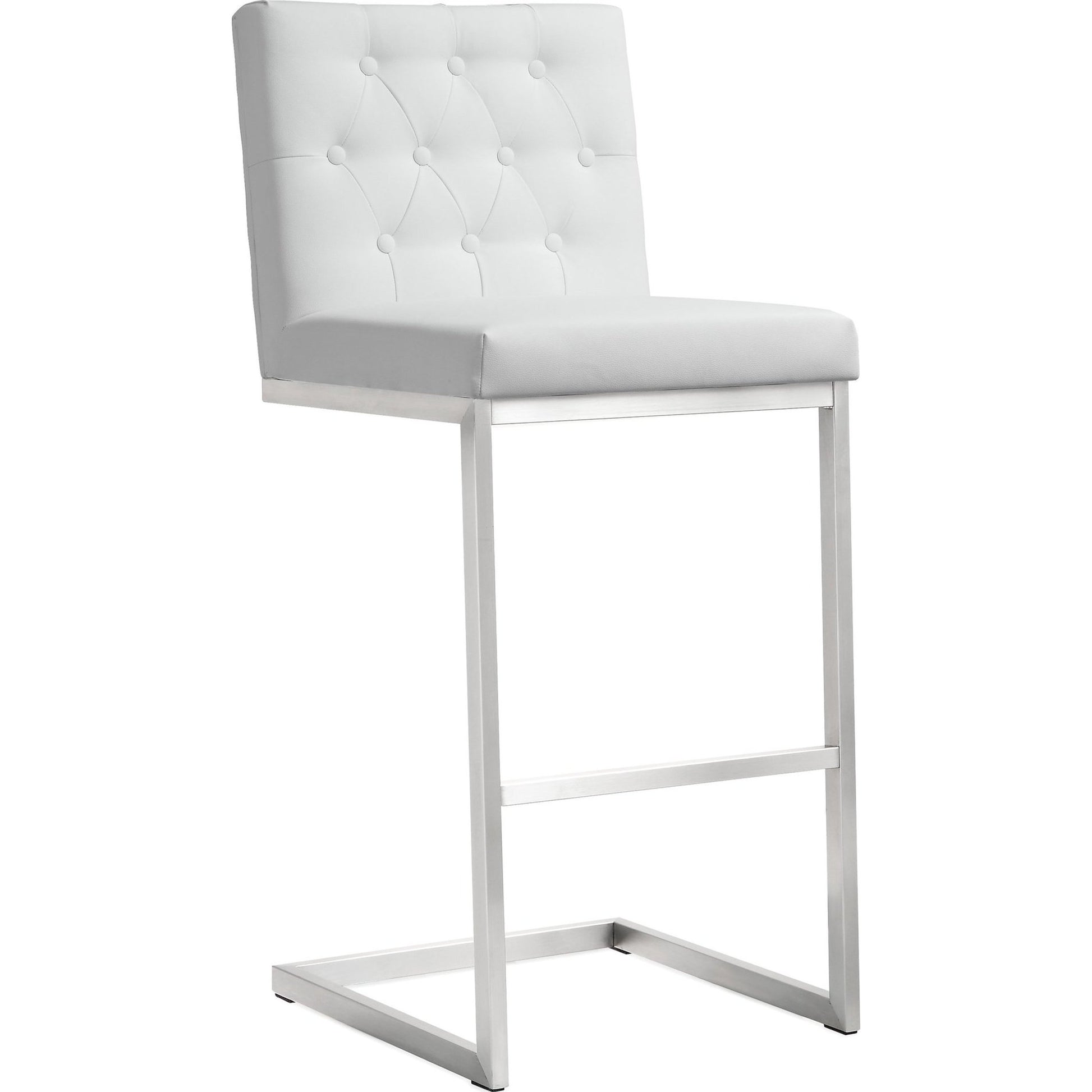 Helsinki Steel Barstool (Set of 2) by TOV Furniture in white. Made from stainless steel, eco leather in a modern style.