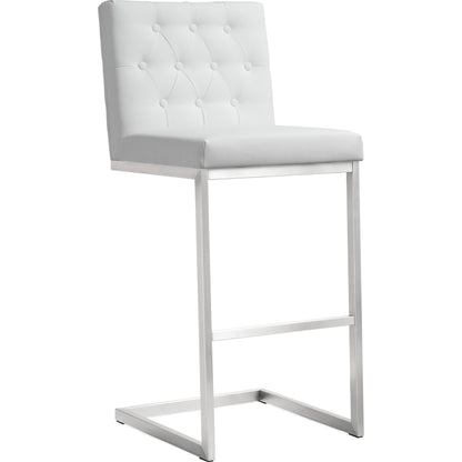 Helsinki Steel Barstool (Set of 2) by TOV Furniture in white. Made from stainless steel, eco leather in a modern style.
