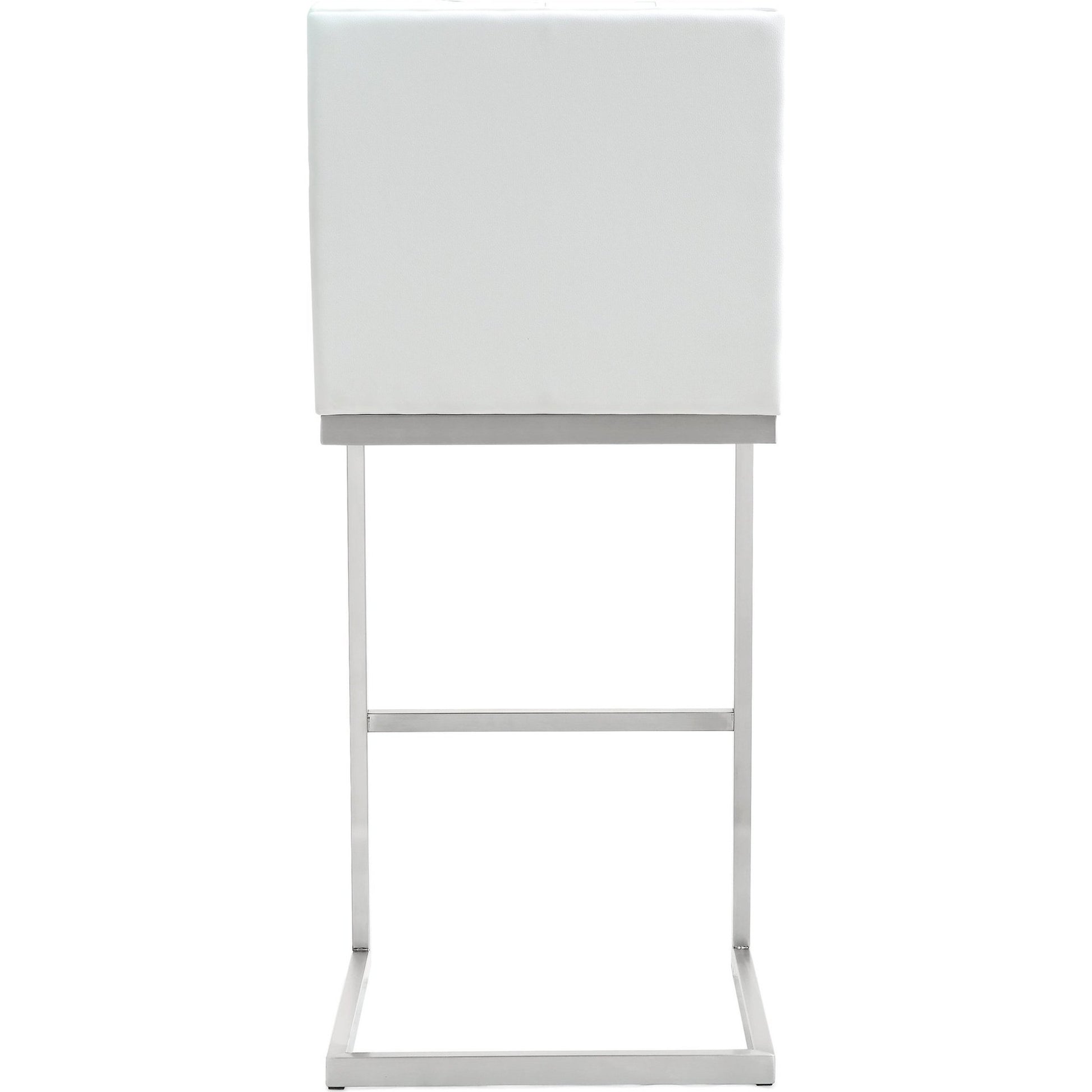 Helsinki Steel Barstool (Set of 2) by TOV Furniture in white. Made from stainless steel, eco leather in a modern style.