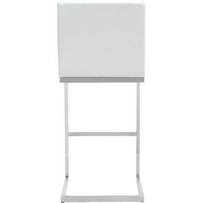 Helsinki Steel Barstool (Set of 2) by TOV Furniture in white. Made from stainless steel, eco leather in a modern style.