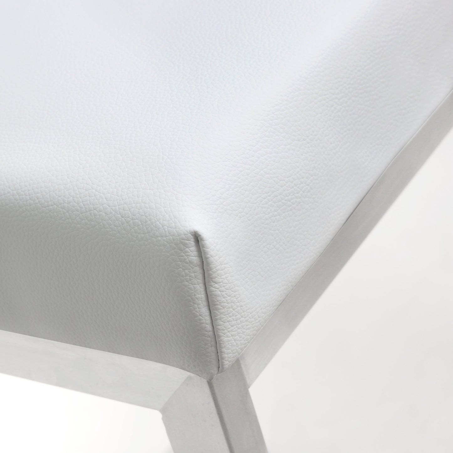 009 S-245497 | Closeup | Helsinki Steel Barstool (Set of 2) by TOV Furniture in white. Made from stainless steel, eco leather in a modern style.